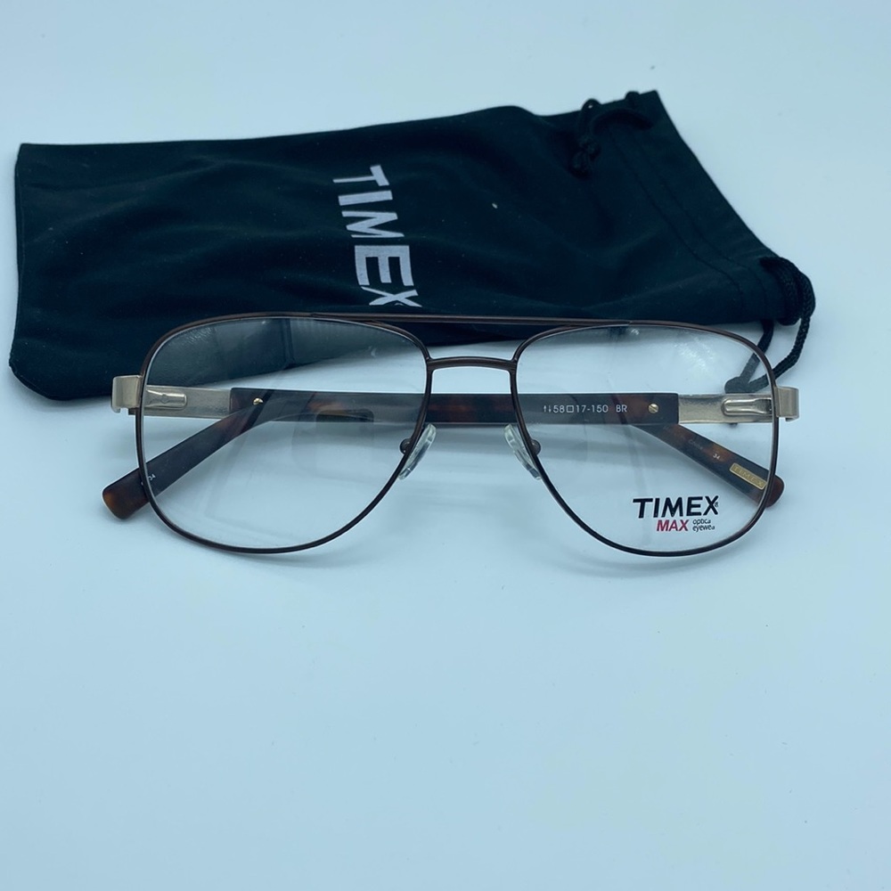 Timex Max L050 Brown Aviator Wide Width XL Ophthalmic Frame 58-17-150